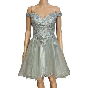 Adora Design Rhinestone Fit And Flare Gown Medium Mini Tulle Balletcore Prom
